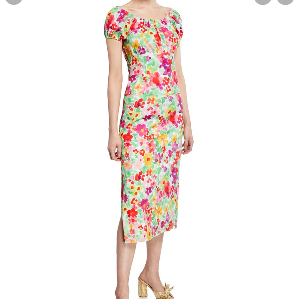 Caroline Constas | Calia Floral Short Sleeve Midi Dress